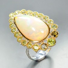 AAA 12 ct+ gemstone Natural Opal Ring 925 Sterling Silver Size 8.25 /R460720