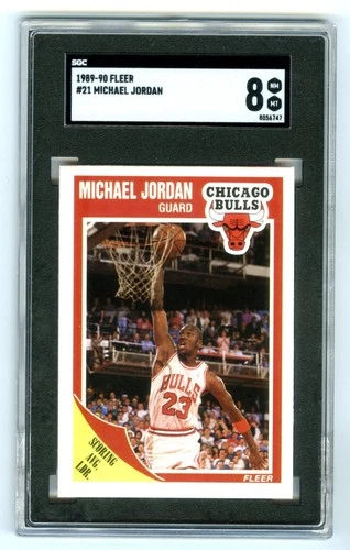 MICHAEL JORDAN~1989 FLEER SCORING AVERAGE LEADER SGC-8 NM-MT GRADED NBA CARD #21