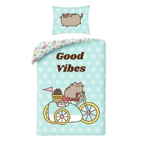 Pusheen Eu Einzel Bettbezug & Kissenbezug Set Baumwolle Wendbar Gute Vibes Katze