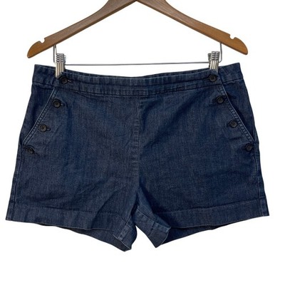 Banana Republic Womens Sailor Shorts Dark Wash Chambray Denim Blue 12 536209-00