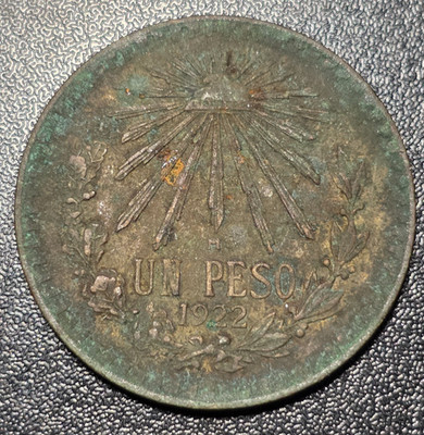 1922 Mexico Silver Peso - Dark Toning