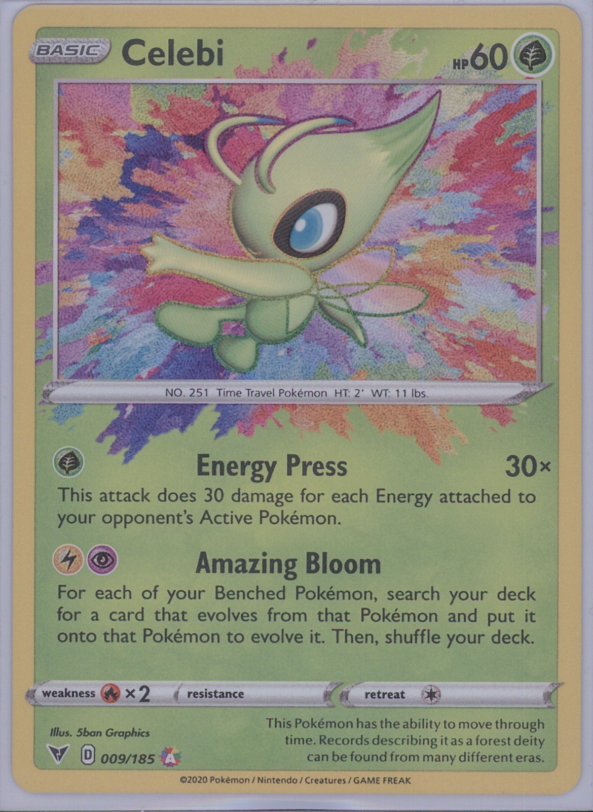 Celebi Holo Amazing Rare SWSH04: Vivid Voltage 009/185 NM