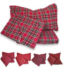 Set Completo lenzuola 2 piazze matrimoniali flanella scozzese rosso verde Natale