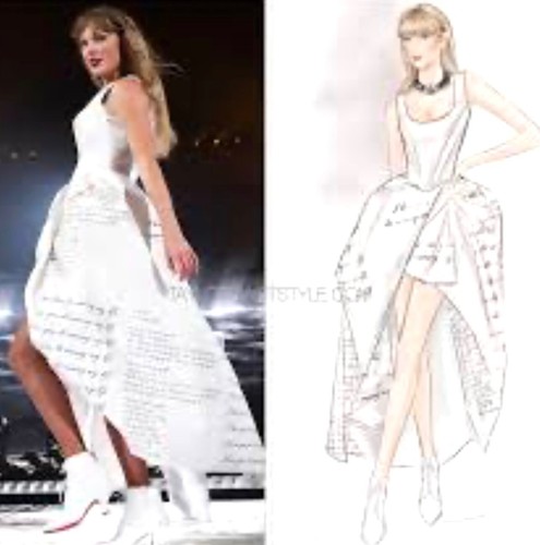 Custom Taylor Swift TTPD White Tortured Poet Costume Era Dress 6 Patch Merch S M - Picture 9 of 24
