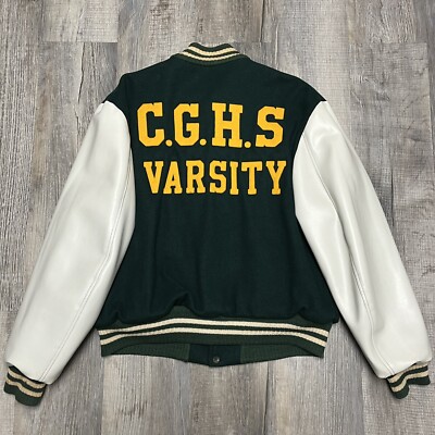 Vintage 50s 60s Champion Knitwear Running Man Green Varsity Jacket