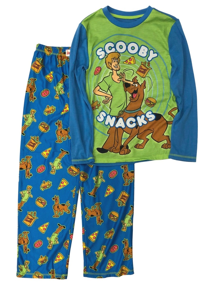 Scooby Doo Boys Long Green Blue Shaggy Pajamas Shirt Sleep Pants Set