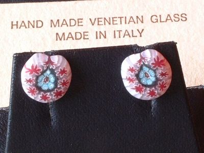Venezianische Millefiori Ohrstecker - Murano Glas Ohrringe - Biancardi Venezia -