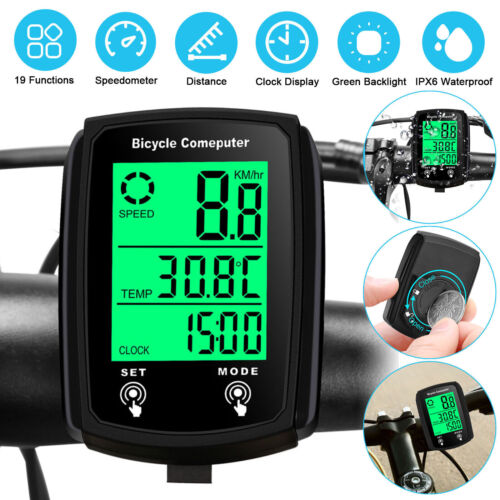 Waterproof Wired LCD Digital Cycle Bike Computer Bicycle Speedometer Odometer - Picture 1 of 11