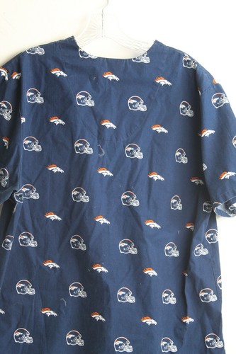 Denver Broncos Nurse Scrubs Top Size XL 46" Nurse Dental CNA VNeck Short Sleeve - Picture 3 of 3