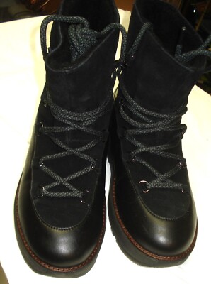 FitFlop Winter Boots BLACK SKANDI LACE UP Cold Weather Suede