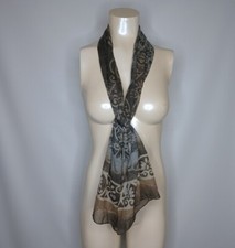Women's Scarf Brown Watercolor Pattern Boho 13" X 60"