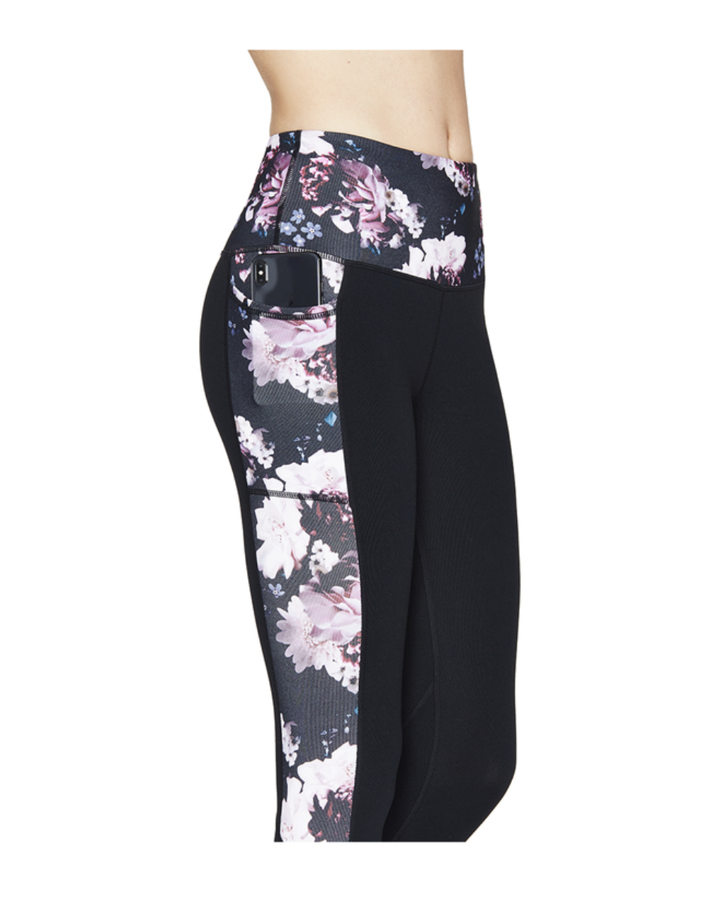 Skechers Go Walk Women's Walk Tight Floral Leggings in Black & Side