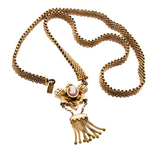 Collana cammeo intagliato vittoriana HFB antica catena libro GF - Foto 3 di 9