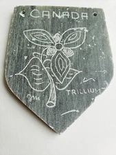 Vintage Dimu Canada Soapstone souvenir with Trillium flower etching