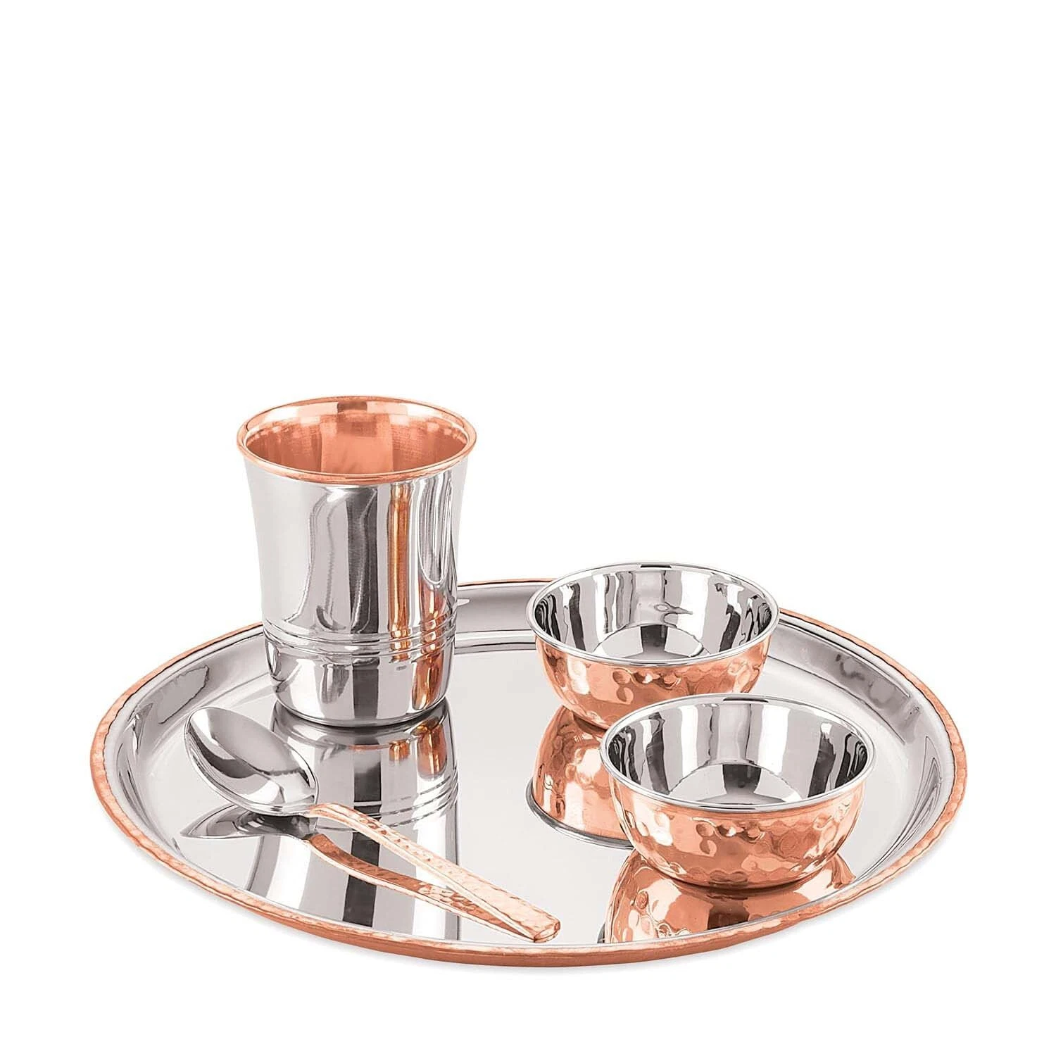 Steel Copper (Costeel) Traditional Hammered Finish Dinner Set/Thali Se