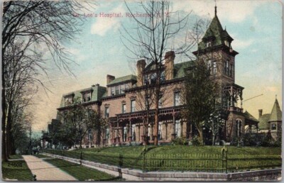 Rochester, New York Postcard ''Dr. Lee's Hospital'' Street View / 1910 NY Cancel