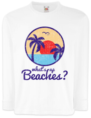 What's Up Beaches II Kids Long Sleeve T-Shirt Surfer Surfing Sea Beach Bar Grill