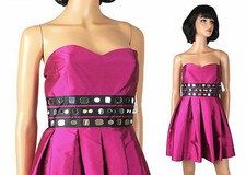 NWT Strapless Prom Gown Sz S Davids Bridal Pink Black Taffeta Short Mini Dress