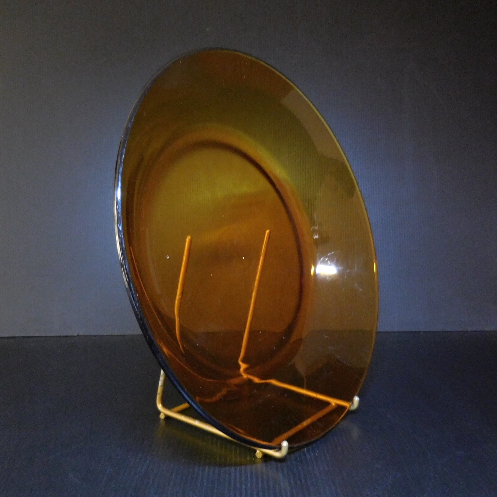 Round empty pocket art deco glass orange vintage design Duralex France N8434