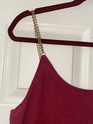 Sam Edelman Red Dress Gold Chain Straps Womens Size Large J6