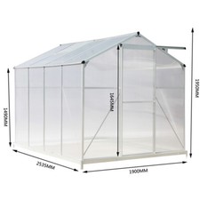 Clear 6FT Walk-In Polycarbonate Greenhouse Plant Grow Aluminium Frame with Base