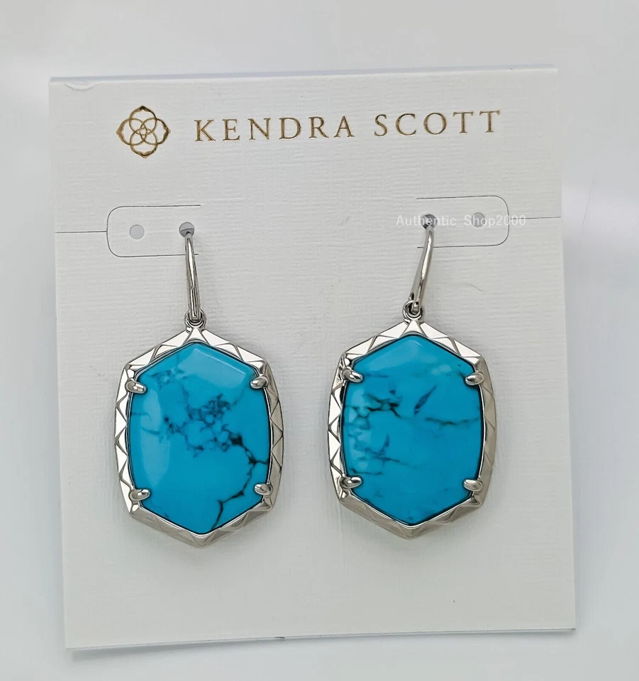 Novos Brincos de Gota de Prata Daphne Magnesita Turquesa Variegada KENDRA SCOTT 485 - Imagem 3 de 4