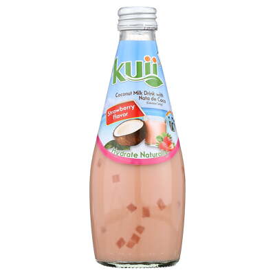 (6 pack) Kuii Drinks Coconut Milk with Nata de Coco, Strawberry, 290mL