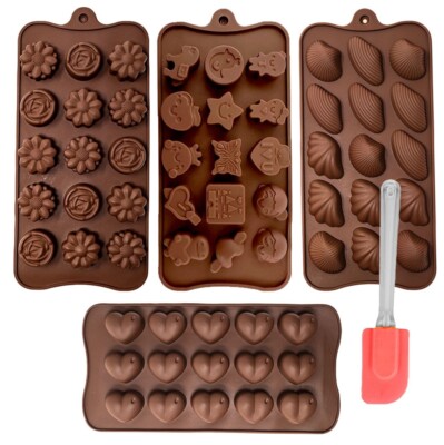5er Set Silikon Backformen Pralinenform Schokoladenform Eiswürfelform Förmchen