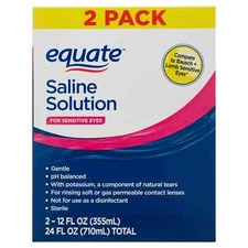 Equate Saline Solution for Sensitive Eyes, 12 fl oz, 2 Pack. FREE DELIVERY