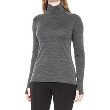 NUEVO CON ETIQUETAS Mujer Terramar Gris Lana Pieles 2.0 Lana Merino Capa Base Cuello Alto Mediano