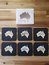 Australia Coasters Sydney Black Square/White -6 pcs set w/Box