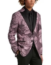 Egara Slim Fit Pink Rose Floral Dinner Jacket 42R