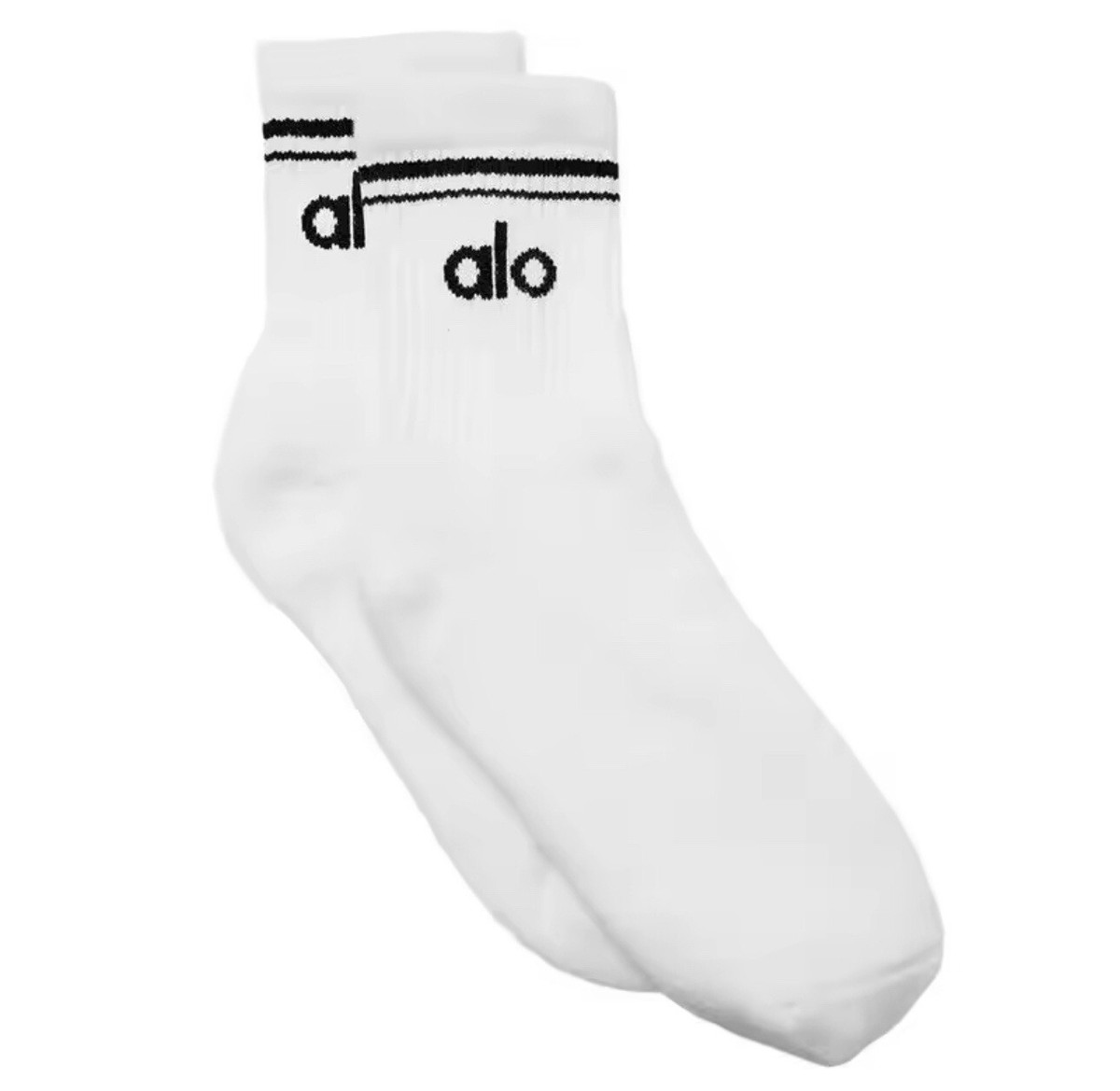 日本未発売 新色【alo Yoga】Half-Crew Throwback Sock 靴下 Unisex Half-Crew Throwback Sock - White/Black | ALO