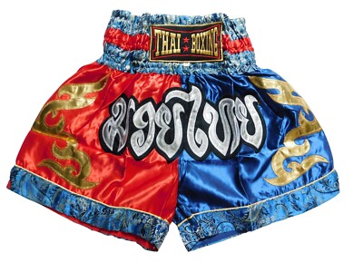 Kraftvolle Eleganz: Moderne Muay Thai Shorts rot blau MMA Boxen Short M Hose