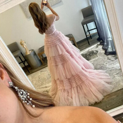 strapless open back dress Party Wear Dark Pink Color Plain Long Gown With Dupatta M