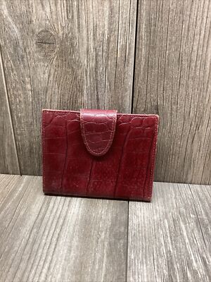 Vintage Rolfs Burgundy Pigskin Kiss Lock Coin Purse Wallet & Credit Card Holder