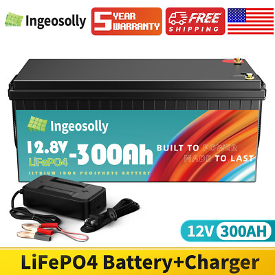 12V 300Ah Deep Cycle Lithium Battery LiFePO4 200A BMS for RV Solar Boat Off-grid
