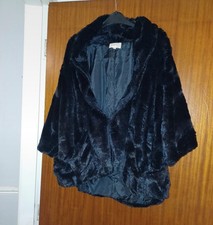 Jolt Bran Black Faux Fur Jacket/coat-short 3/4 Sleeves With Pockets-size S