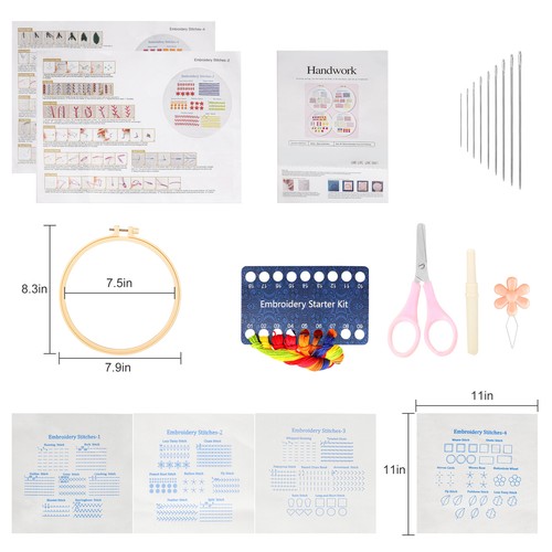 4 Set Embroidery Kit Art Craft Sewing Set DIY Cross Stitch Starter for Beginners - Picture 2 of 6