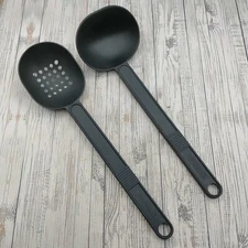 T-Fal Black Nylon Slotted Holes Serving Spoon Skimmer & Ladle Dipper Canada Lot