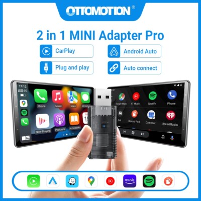 2in1 Wireless CarPlay Adapter Android Auto Car Auto Navigation Player USB Dongle