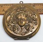 Vintage Art Nouveau Beautiful Lady Woman Flower in hair design Locket Pendant