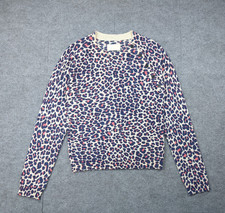 Zadig Voltaire Cashmere Sweater Womens XS Leopard Print Purple Maximalist Cozy