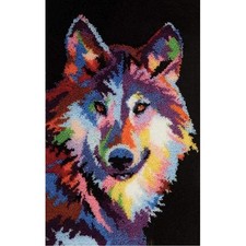 Latch Hook Rug to Make Yourself, Wolf Latch Hook Kit Self Knotting Set for Ch...