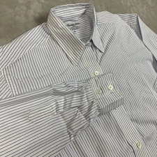 Turnbull & Asser Shirt Womens White Blue Striped Button Front Long Sleeve Cotton