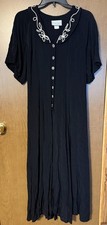 Vtg E.D. MIchaels by Melanie Drucker Black Dress Midi Size 5-6 Button Front SS