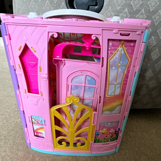 Barbie Foldable Plastic Dollhouse Playset Multicolour Bedroom House & Bed
