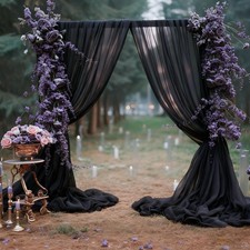 10x10FT Black Backdrop Curtains WrinkleFree Sheer Chiffon Fabric Photo