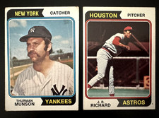 Vtg Thurman Munson #340 & J.R. Richard #522 Topps Baseball Cards Lot of 2 Low Gr