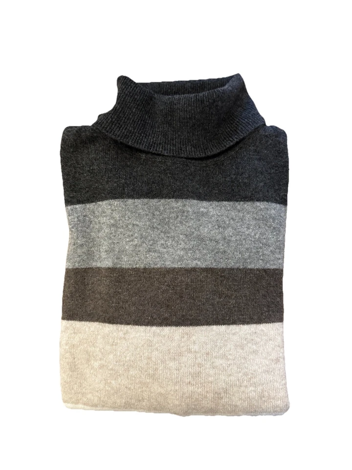 Suéter de cuello alto 100 % cachemir a rayas Charter Club nuevo con etiquetas Foto 4 de 4